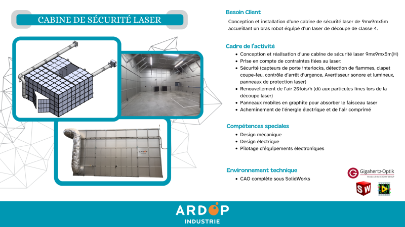 Cabine de sécurité laser industrielle pour bras robot de découpe classe 4 - ARDOP Engineering